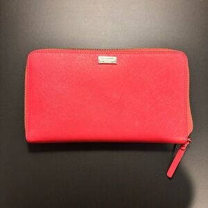 Red Kate Spade XL Zip-Around Wallet